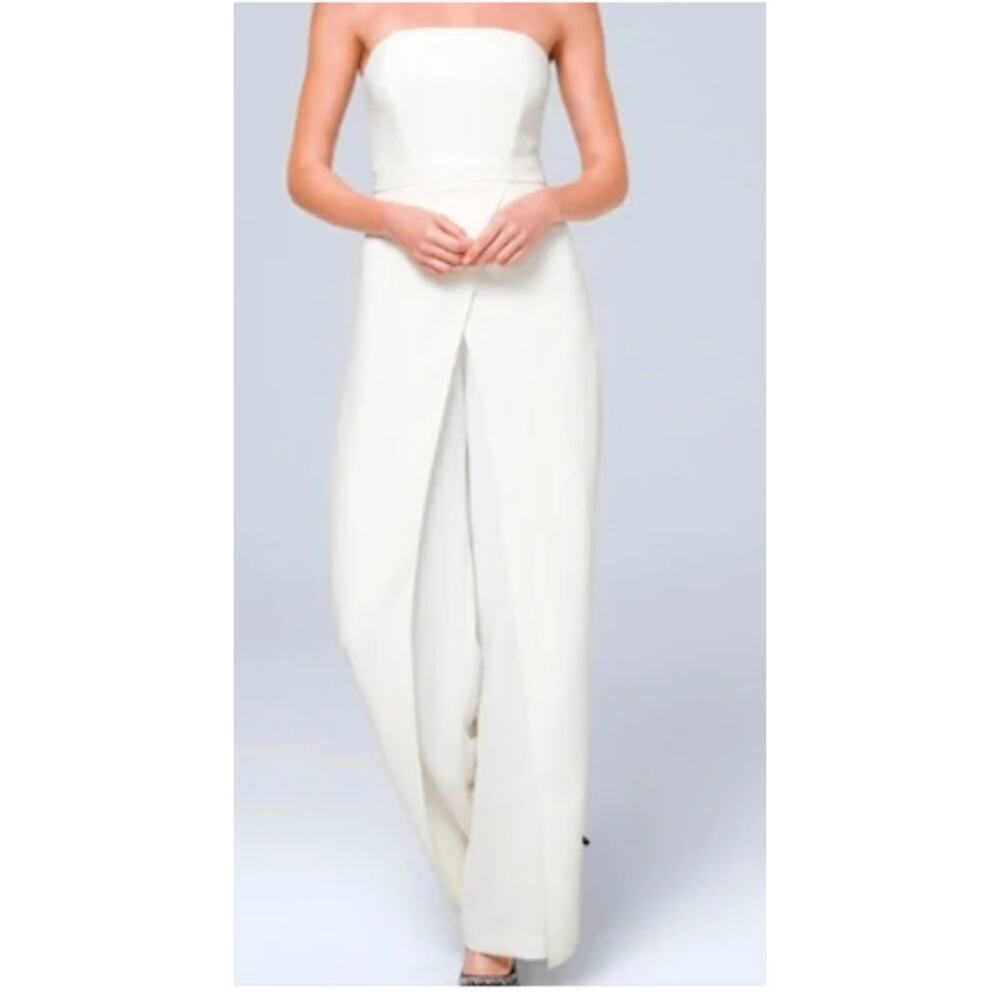 NEW WHBM 2 White Convertible Strapless Split-Leg Jumpsuit Bridal Glam Bride